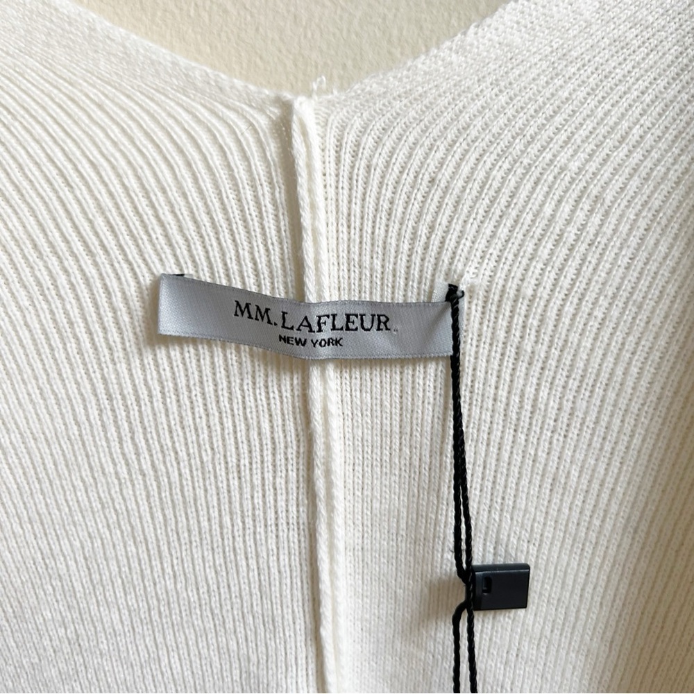 MM LAFLEUR Angelou Shawl Contrast Ivory Poncho with Black Trim NWT - Picture 8 of 9